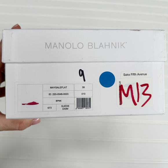 Manolo Blahnik Maysale Flat Mule Buckle Shoe Ballerina Pointed Toe Bright Pink - Picture 10 of 10